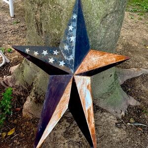 28” Primitive Flag Farmhouse Country Rustic Metal Star Outdoor Decor